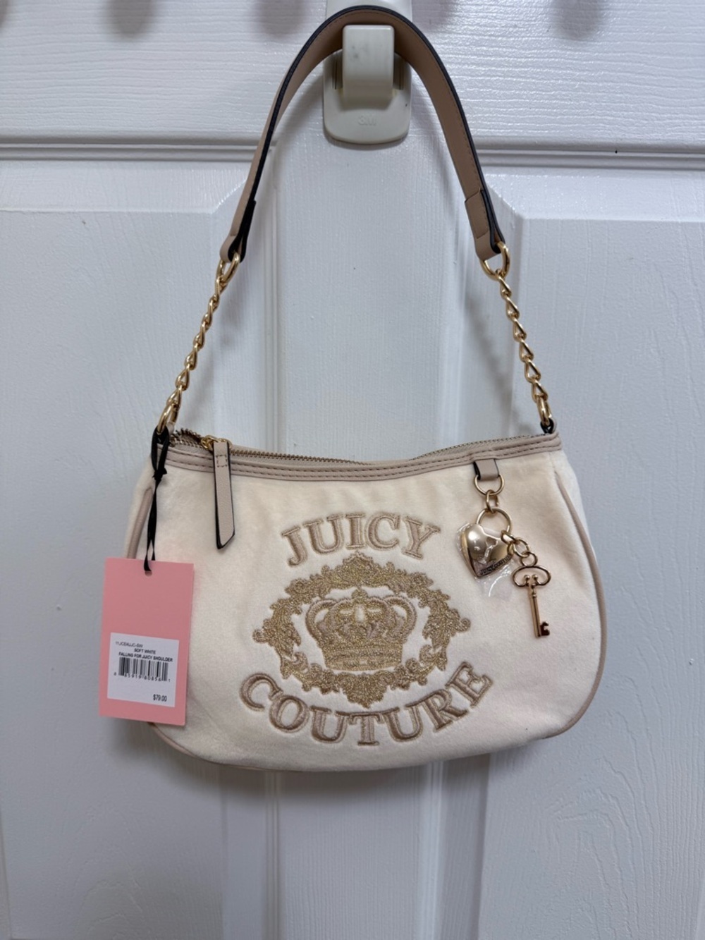 NWT Juicy Couture Falling For Juicy Shoulder Bag in Soft White